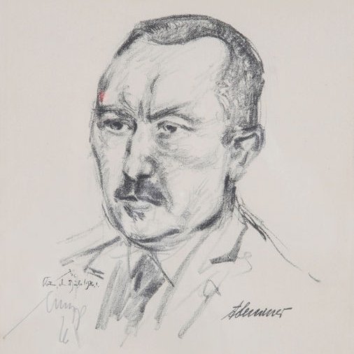Gezeichnetes Porträt Konrad Adenauers