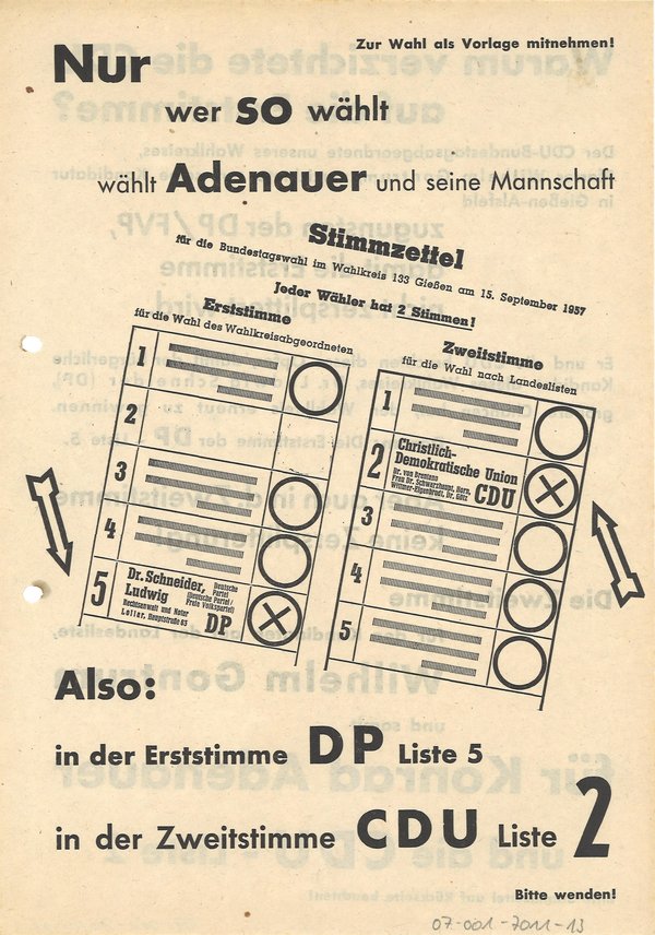 CDU Flugblatt von 1957