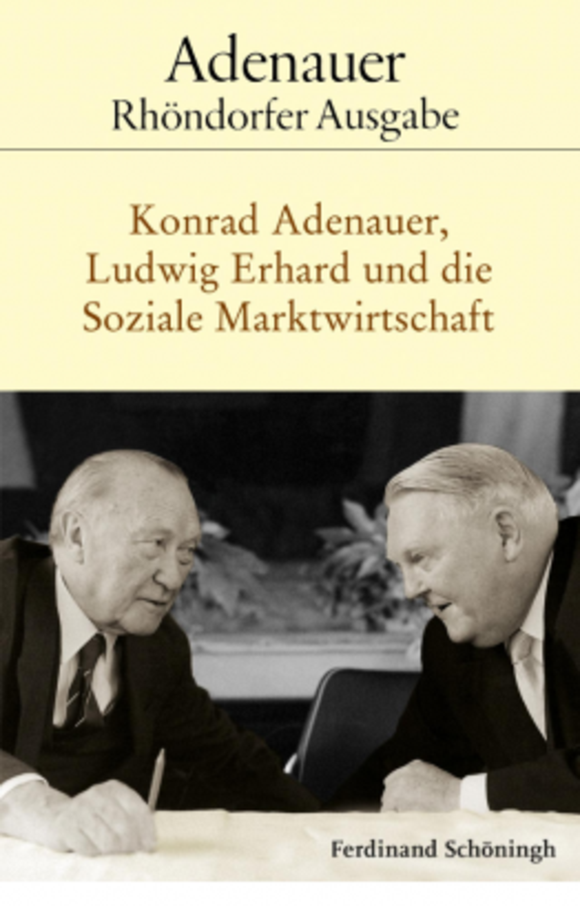Buchcover: Adenauer redet mit zusammengesteckten Köpfen mit Erhard