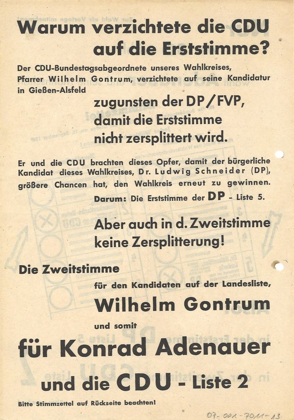 CDU Flugblatt von 1957